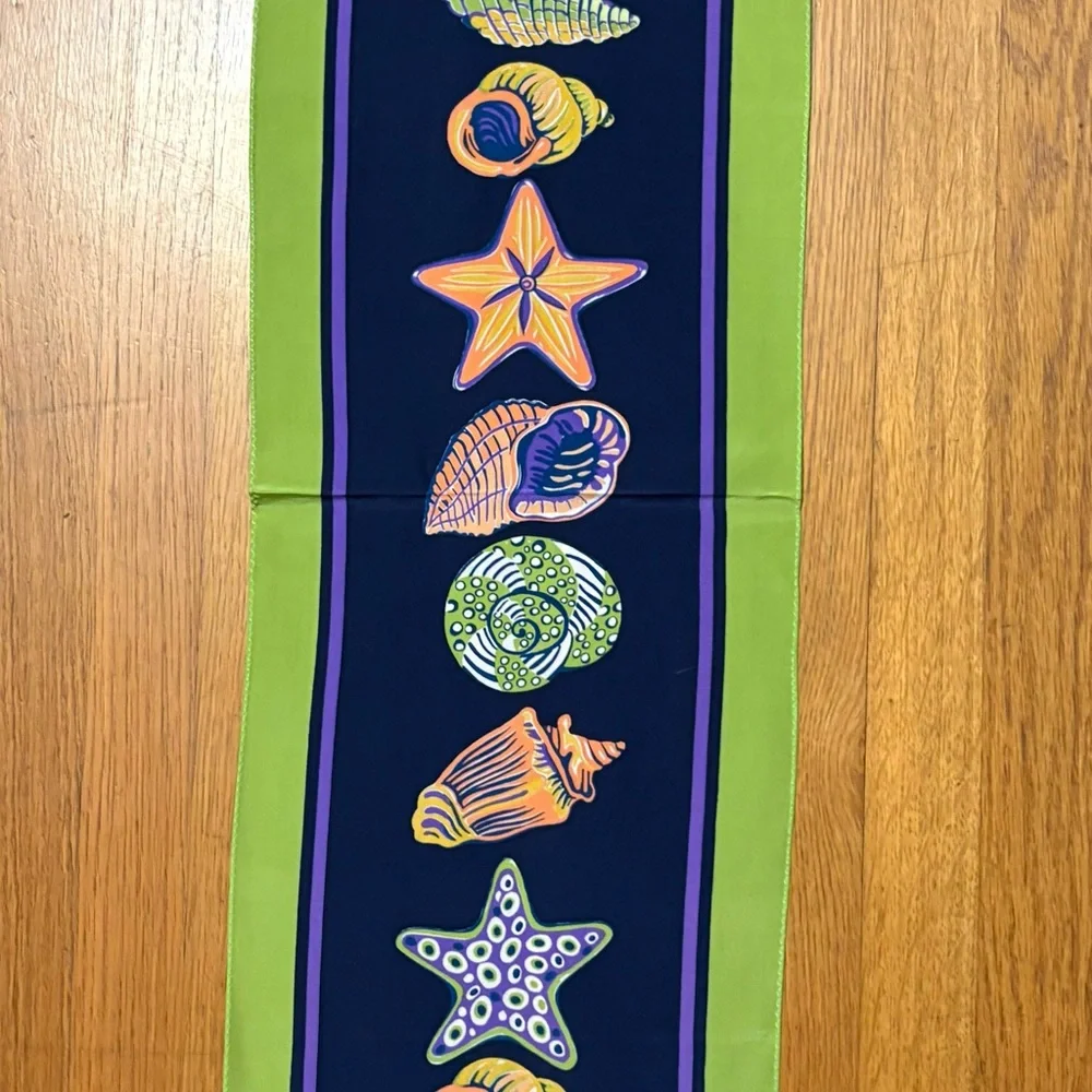Bob Mackie Navy Seashell Silk Scarf